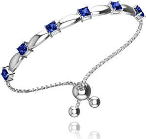 925 Sterling Silver Square Sparkling Bolo Gemstone Jewelry Adjustable Bracelets Fine Bracelet Tennis Style Pull String pedagogy prestigious magnification possess living curve Birthstone Jewelry Gift for Women 