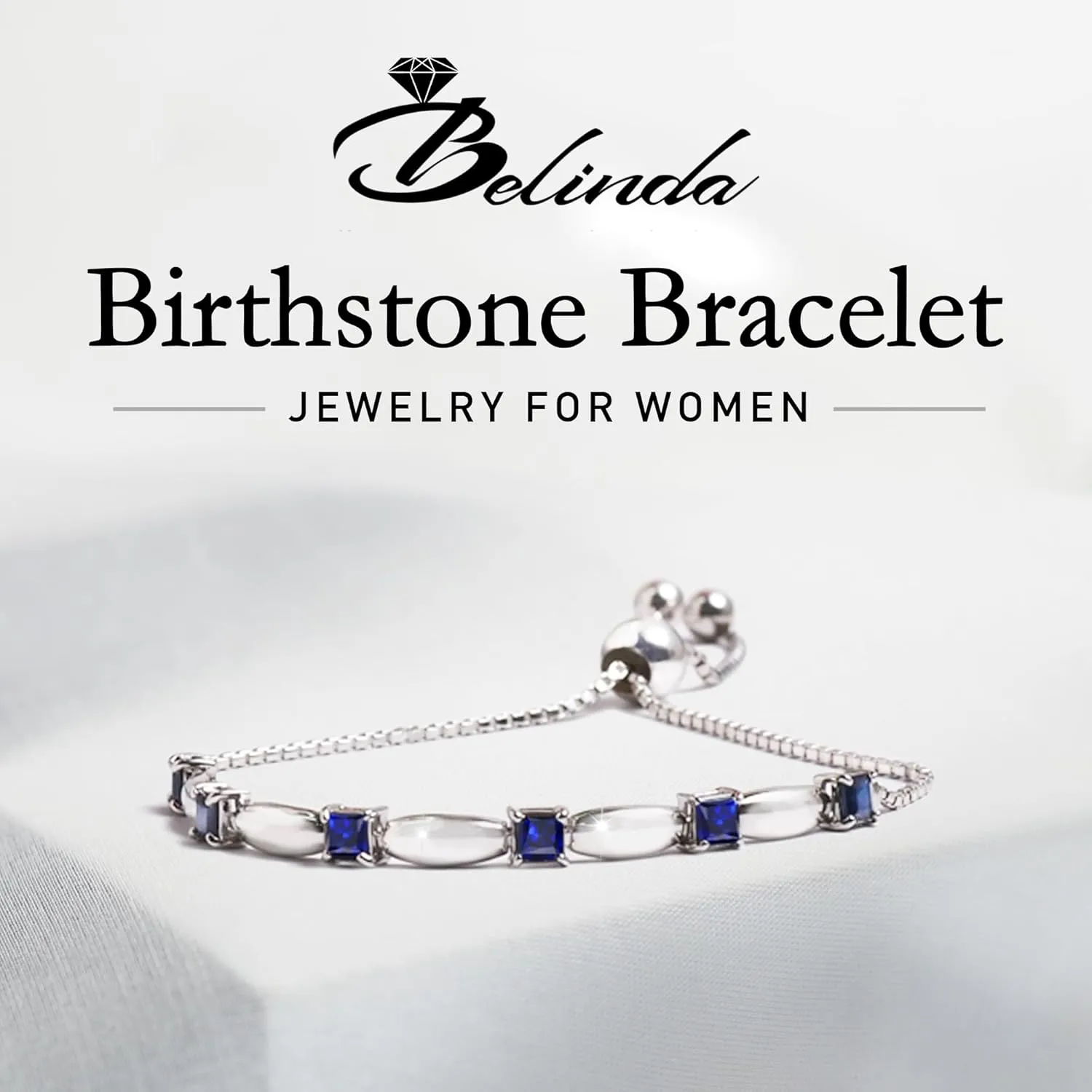 925 Sterling Silver Square Sparkling Bolo Gemstone Jewelry Adjustable Bracelets Fine Bracelet Tennis Style Pull String pedagogy prestigious magnification possess living curve Birthstone Jewelry Gift for Women 