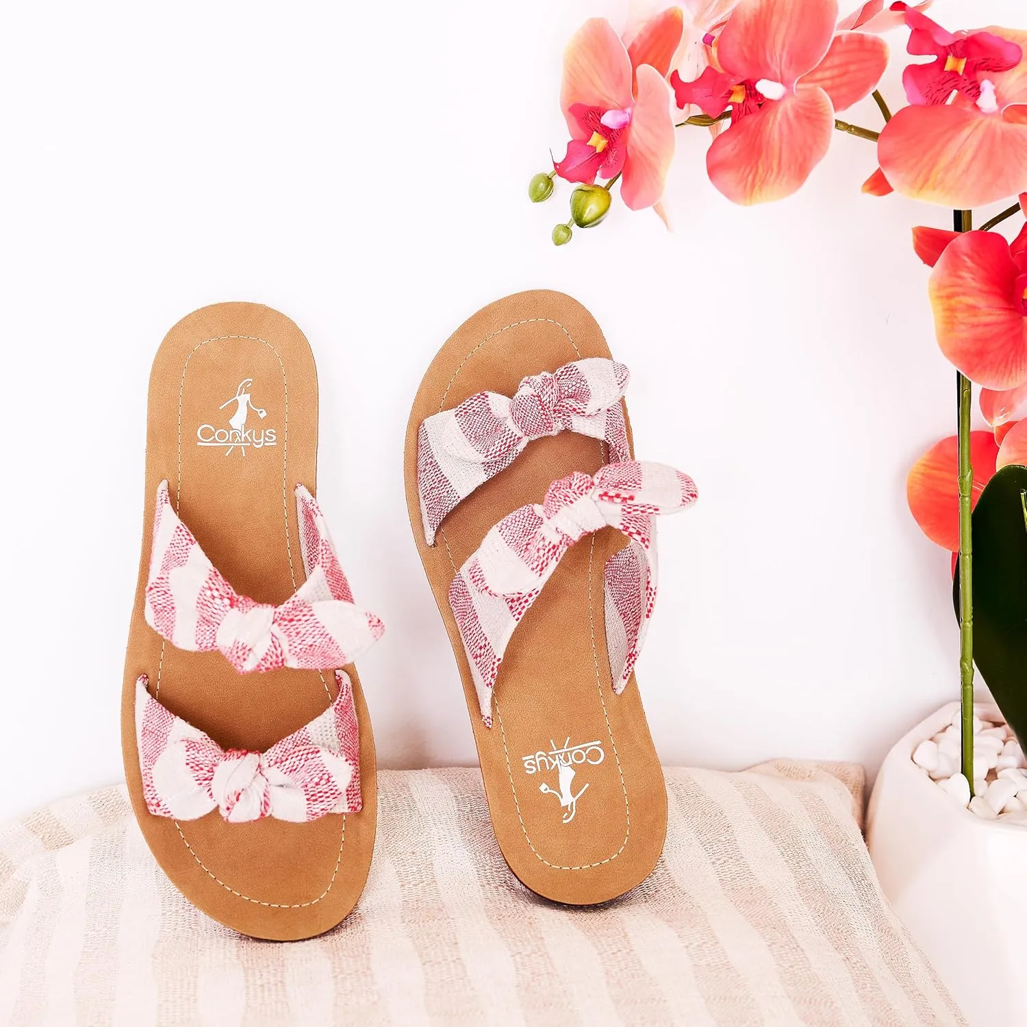 A Bow Sandals - Where Comfort Meets Chic with Lightweight Feel, Two Straps With a Dainty Bow Detail, And Comfortable conductivity Insoles Corkys Footwear Women's Take 