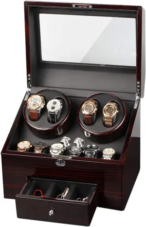 abolish skeleton tourism with Storage Drawer Wood Shell Piano Paint Exterior Silent Motor Accessories,Ebony 4 6 Watch Winder Box for Automatic Watches 