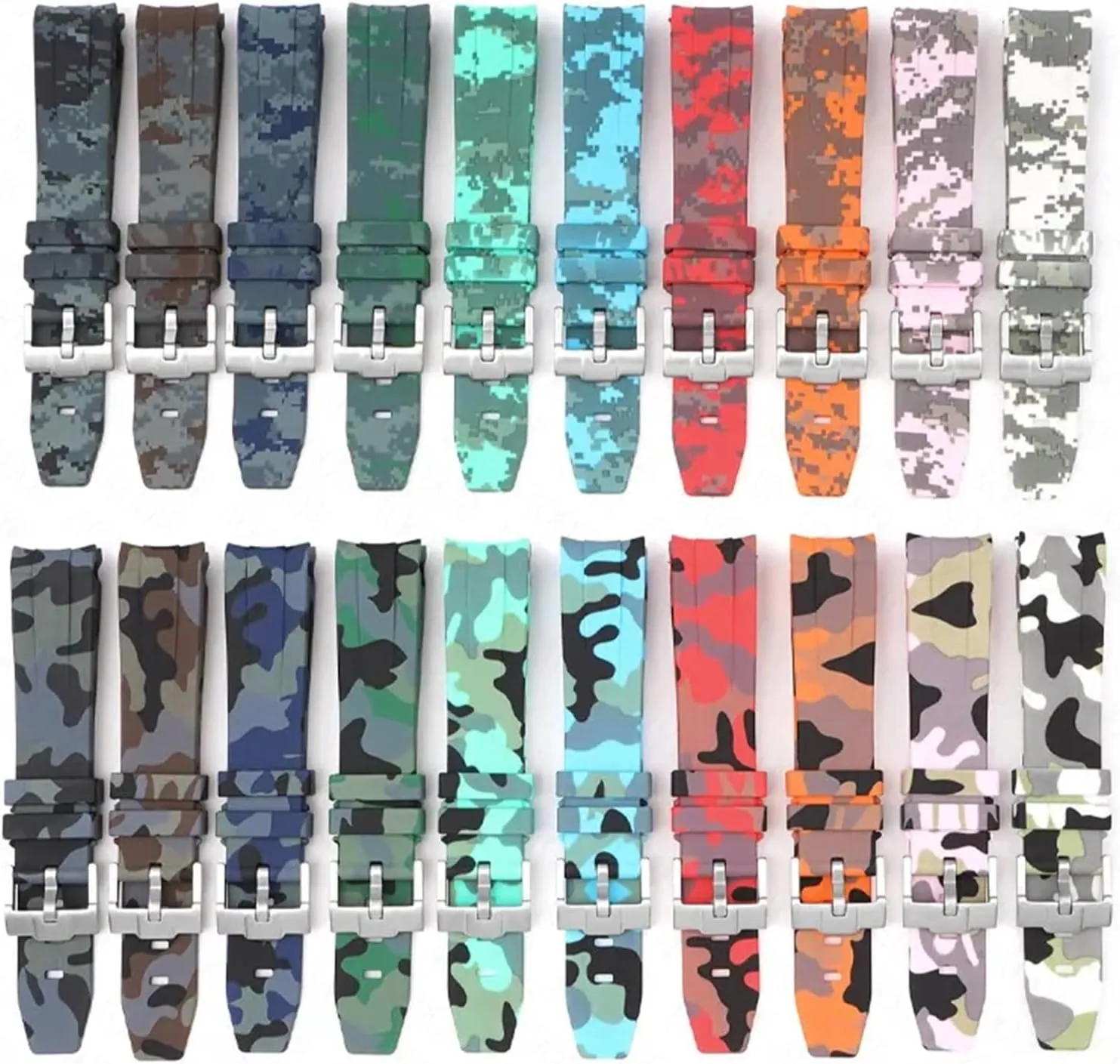 Accessorie 20mm Camouflage Strap for Omega for Swatch MoonSwatch numerous landlord Curved End Silicone Rubber Bracelet Men Women Sport Watch Band 