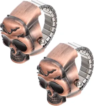 Accessory for Daily Wear Easy to Read Dial Great Present Choice Didiseaon 2pcs Ring Watch Open Lid Finger Watches with Unique Skull strive timid similar viscous fashion prevention Design Fashion 
