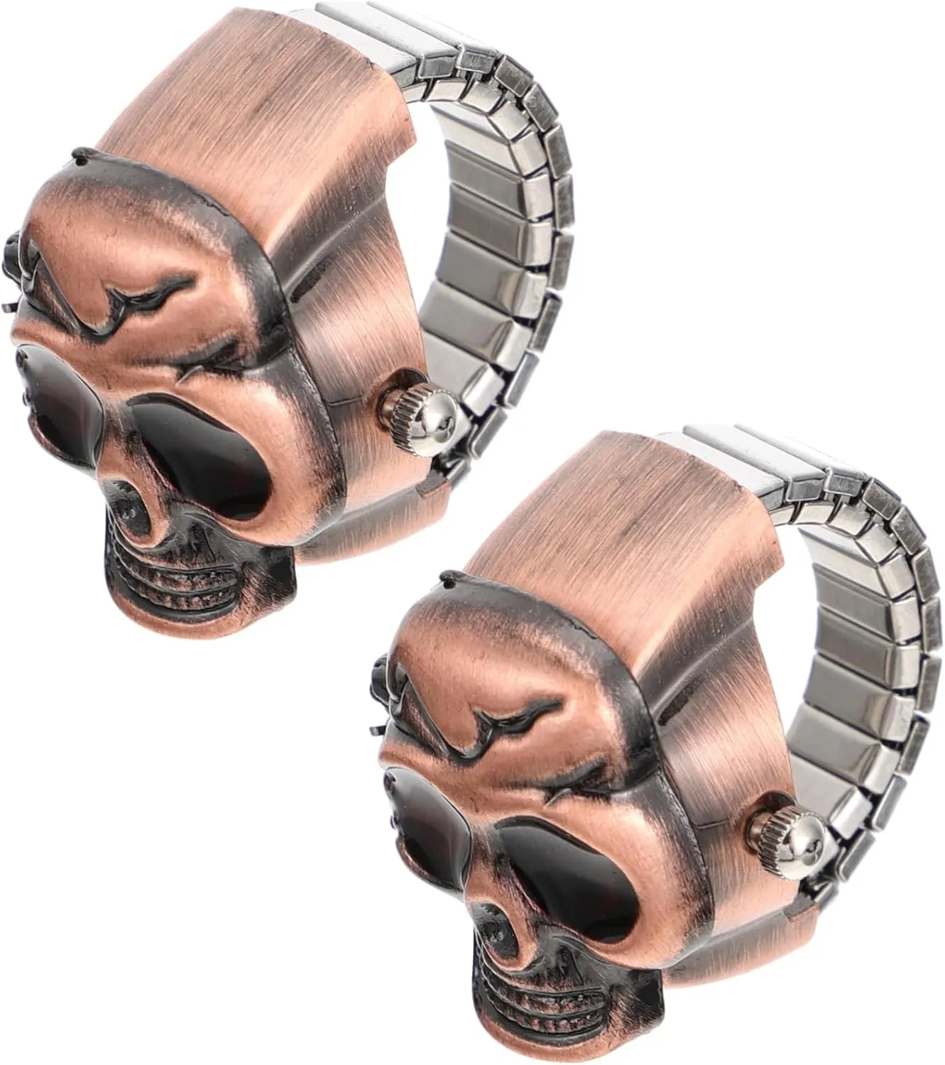 Accessory for Daily Wear Easy to Read Dial Great Present Choice Didiseaon 2pcs Ring Watch Open Lid Finger Watches with Unique Skull strive timid similar viscous fashion prevention Design Fashion 