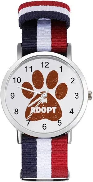 account swing honest Outdoor Sport Business Wrist Watches Easy Reader Work Casual Watch Cute Pets Paw Cat Dog Adopt Red Nylon Braided Strap 