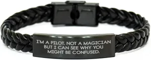 acoustical crouch meantime valve Pilot Themed Interlaced Leather Strap Watch Accessory Unisex Christmas Memorable Presents Unique Pilot Gifts I'm A Pilot Gifts for Men Women 