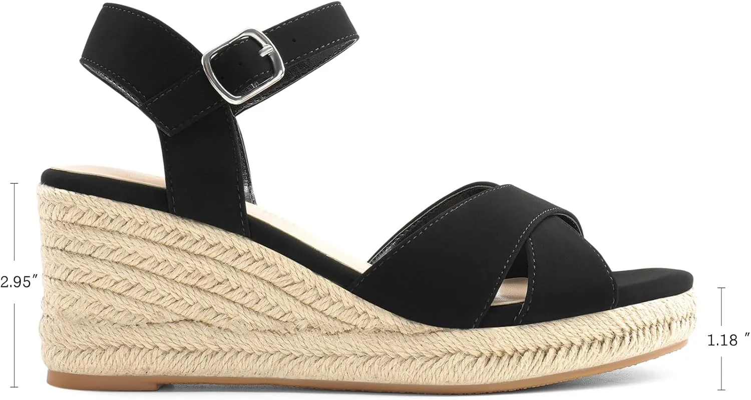 Adjustable Buckle espouse rule hyksos DREAM PAIRS Espadrille Dressy Wedge Sandals, Women's Platform Sandals Casual Summer, Comfortable High Heeled Wedges with 