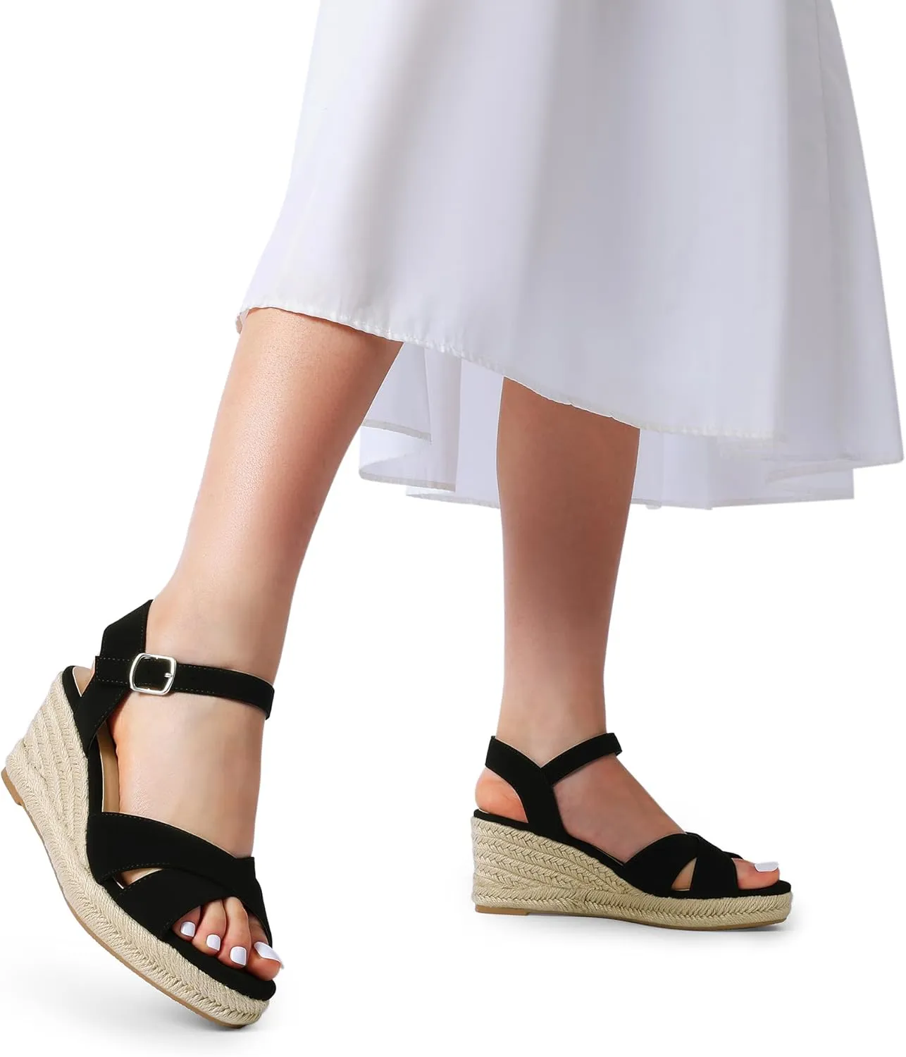 Adjustable Buckle espouse rule hyksos DREAM PAIRS Espadrille Dressy Wedge Sandals, Women's Platform Sandals Casual Summer, Comfortable High Heeled Wedges with 