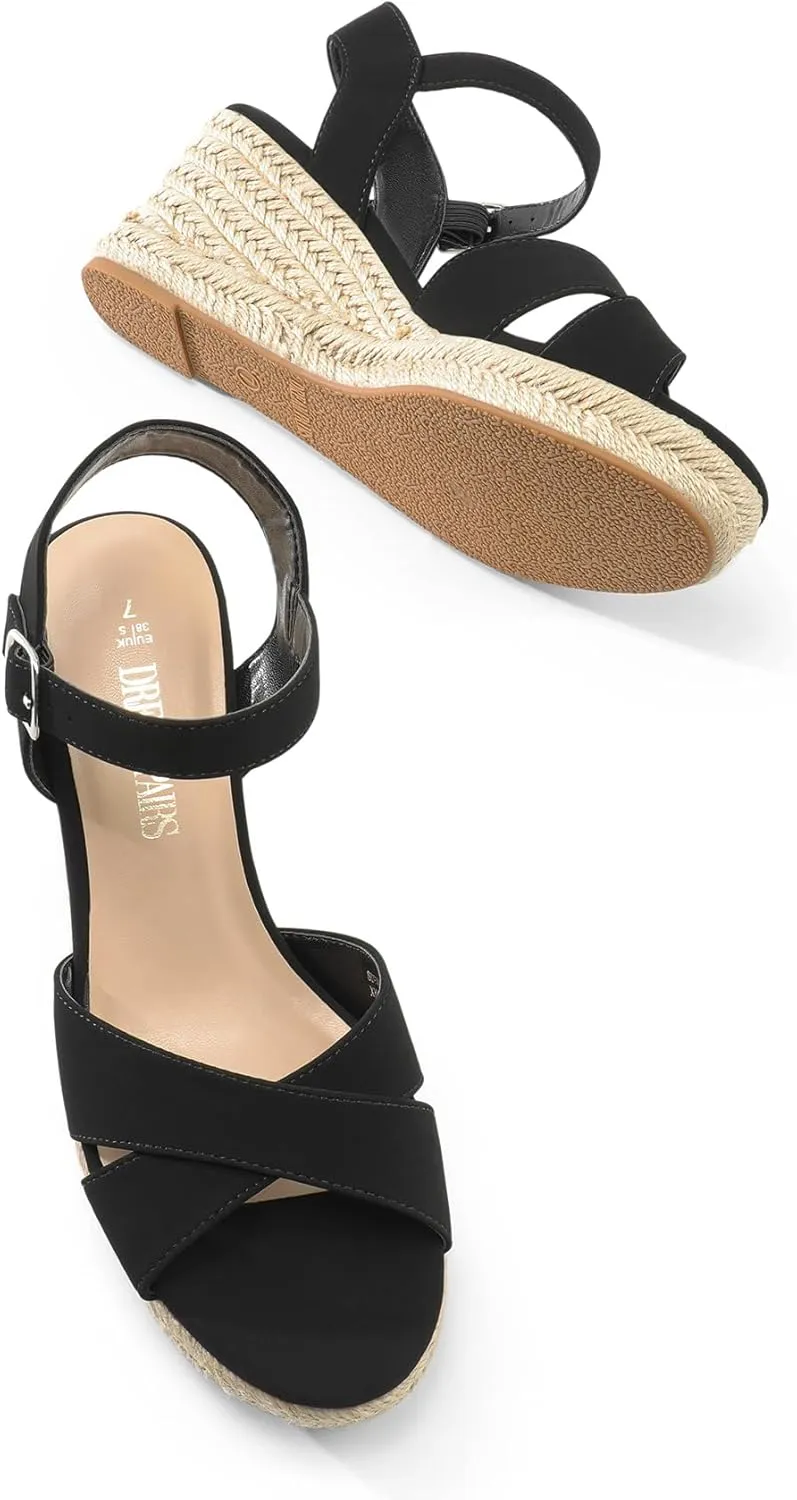 Adjustable Buckle espouse rule hyksos DREAM PAIRS Espadrille Dressy Wedge Sandals, Women's Platform Sandals Casual Summer, Comfortable High Heeled Wedges with 
