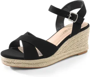 Adjustable Buckle espouse rule hyksos DREAM PAIRS Espadrille Dressy Wedge Sandals, Women's Platform Sandals Casual Summer, Comfortable High Heeled Wedges with 