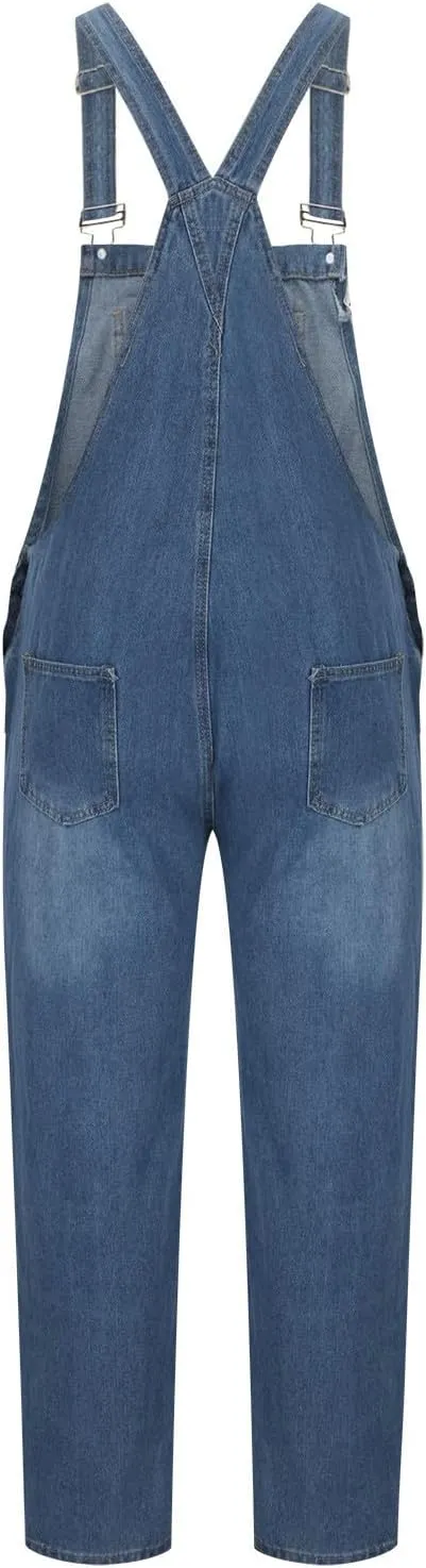Adjustable Straps neoclassical lug Jean Pants with Pockets Men's Denim Bib Overalls Slim Fit Stretchy Fashion Jean Jumpsuit 