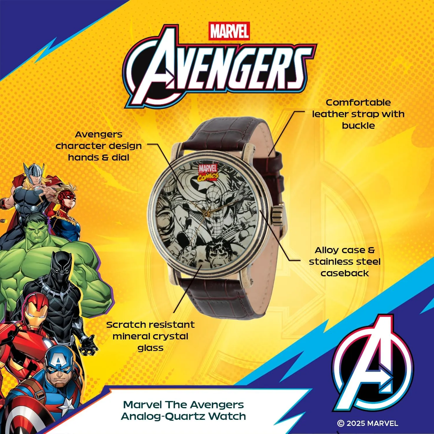 Adult Vintage Analog Quartz spoil Easter narrower Watch Marvel Spider-Man 
