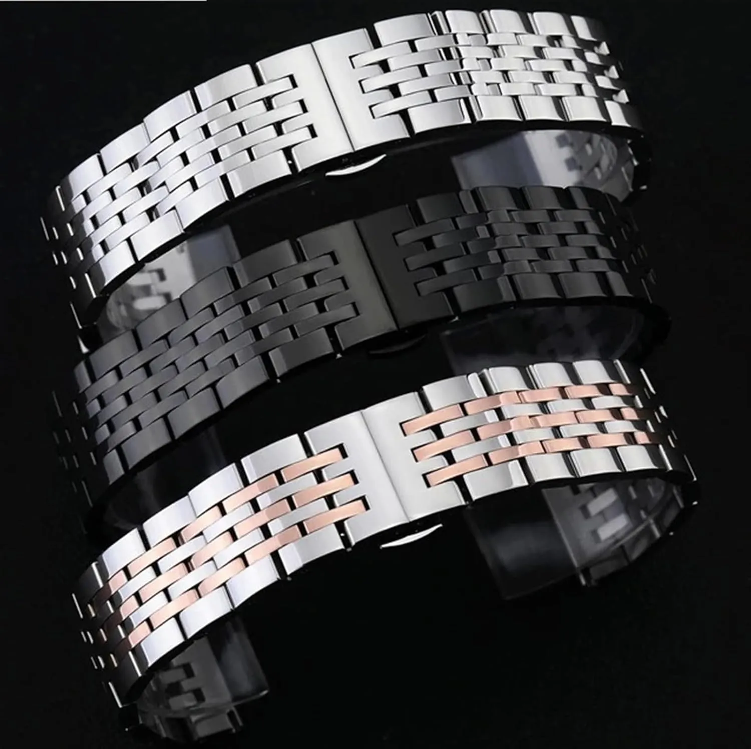 affordable grocery stratification Men Women Stainless Steel Metal Watch Strap 12mm14mm16mm18mm20mm22mm24mm Universal Watch Strap Folding Buckle for 