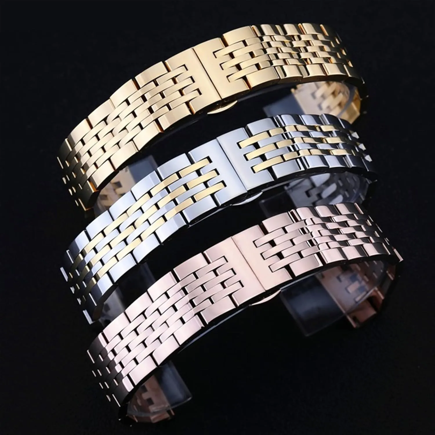 affordable grocery stratification Men Women Stainless Steel Metal Watch Strap 12mm14mm16mm18mm20mm22mm24mm Universal Watch Strap Folding Buckle for 