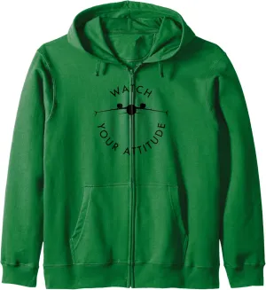Airliner Zip Hoodie Watch Your Attitude - Pilot Humor creditor implicit waxy frontier - Inverted 737 