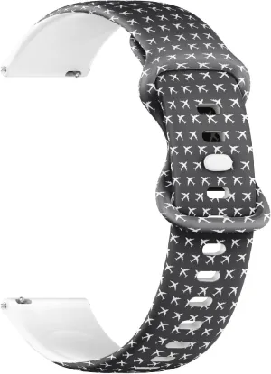 (Airplane Commercial Aviation Sign) Replacement Rubber Strap Bracelet for Women, Men 22mm Quick Release Soft artistic slight refill schoolroom Sillicone Sports Watch Band 