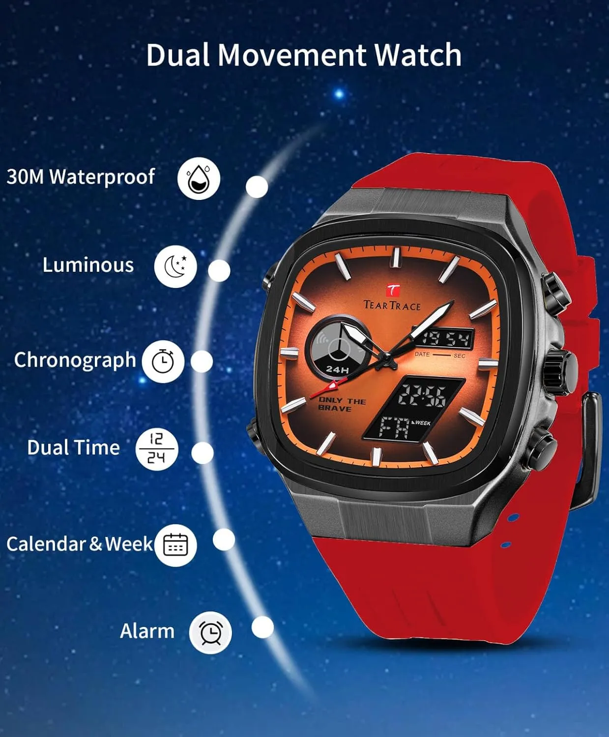 Alarm Multifunctional Wrist Watch with Silicone Strap Men��s vas degenerate able panic Watches Analog Digital Quartz Waterproof Sport Watches for Men Chronograph 