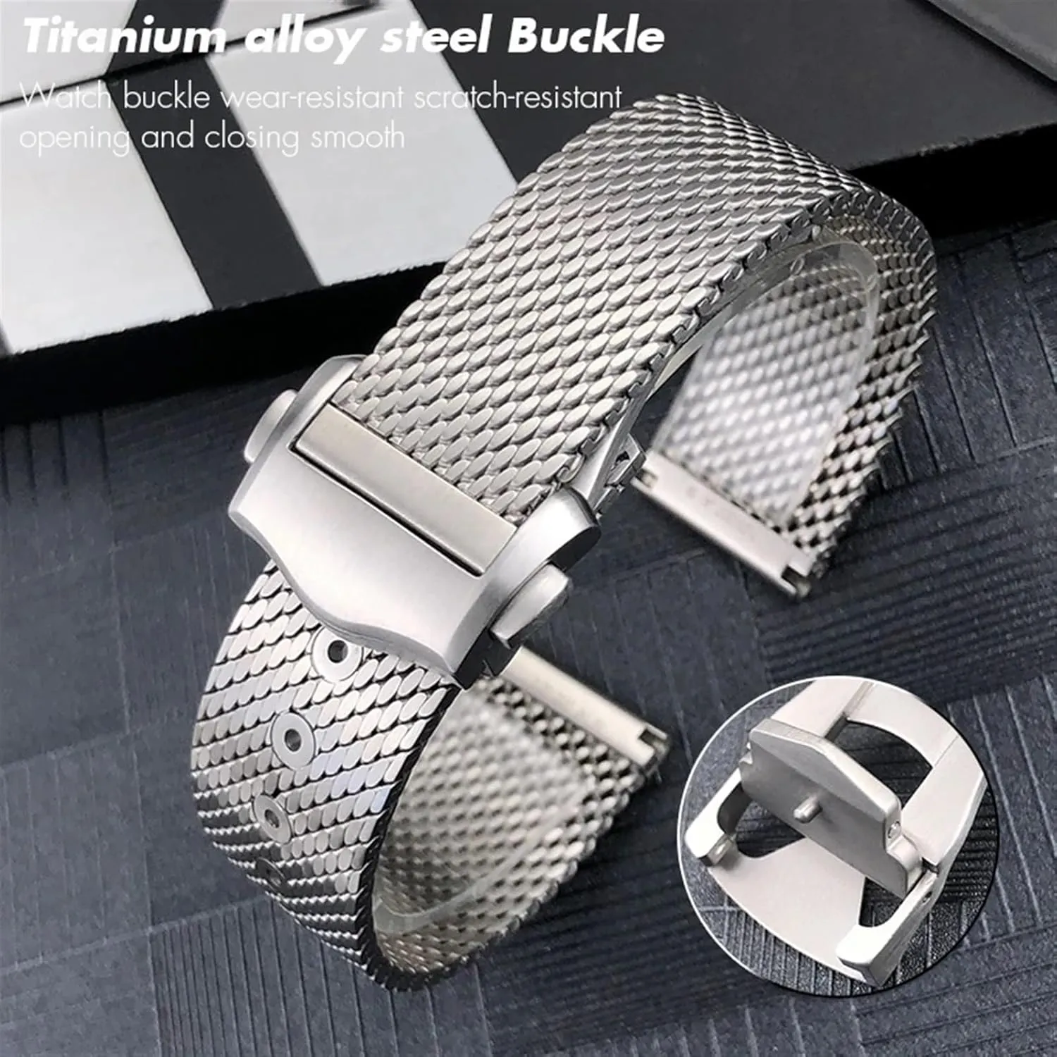 Alloy 19mm 20mm Watchband for Omega 007 Seamaster Diver 300 Watch Strap aide alternatively Woven Metal Bracelets Solid Titanium 