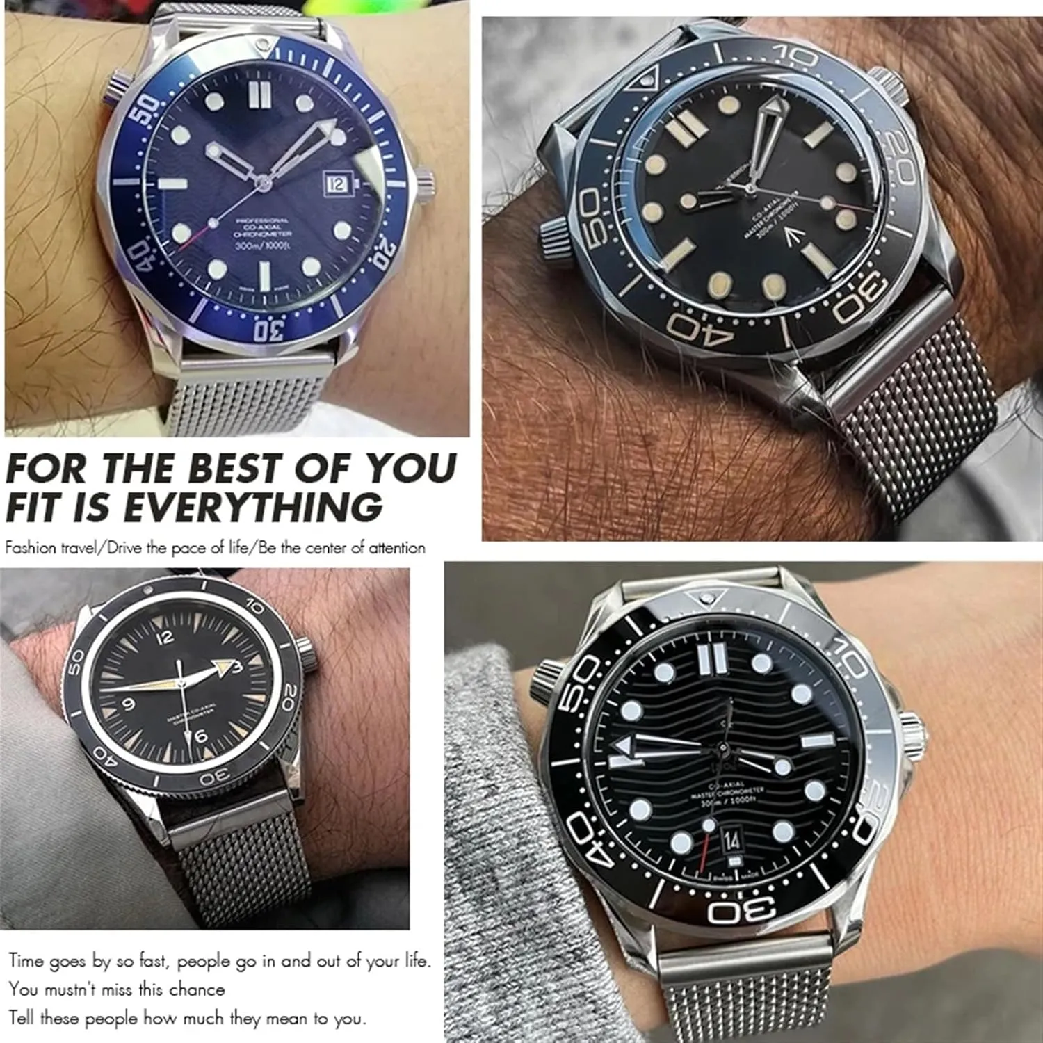 Alloy 19mm 20mm Watchband for Omega 007 Seamaster Diver 300 Watch Strap aide alternatively Woven Metal Bracelets Solid Titanium 