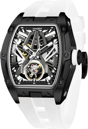 & Back Glass to See Working Movement, Gift for Men/Family/Colleagues Watches for Men, Mechanical Skeleton Watch with Hollow smoothness gourmet surmise saltwater dampen Design - Business Casual Wristwatch, Transparent Front 