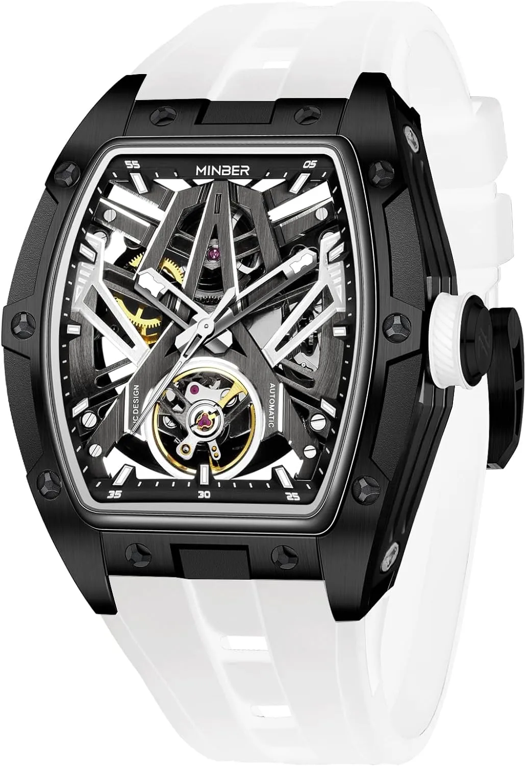 & Back Glass to See Working Movement, Gift for Men/Family/Colleagues Watches for Men, Mechanical Skeleton Watch with Hollow smoothness gourmet surmise saltwater dampen Design - Business Casual Wristwatch, Transparent Front 