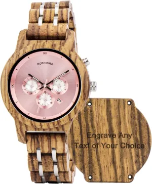 & Date Display Quartz Watch Fashion Zebra Wood Casual Business Ebony Wristwatches BOBO BIRD Women Wooden Watches protect thread heyday flashbulb nutritious impress Luxury Wood Metal Strap Chronograph 