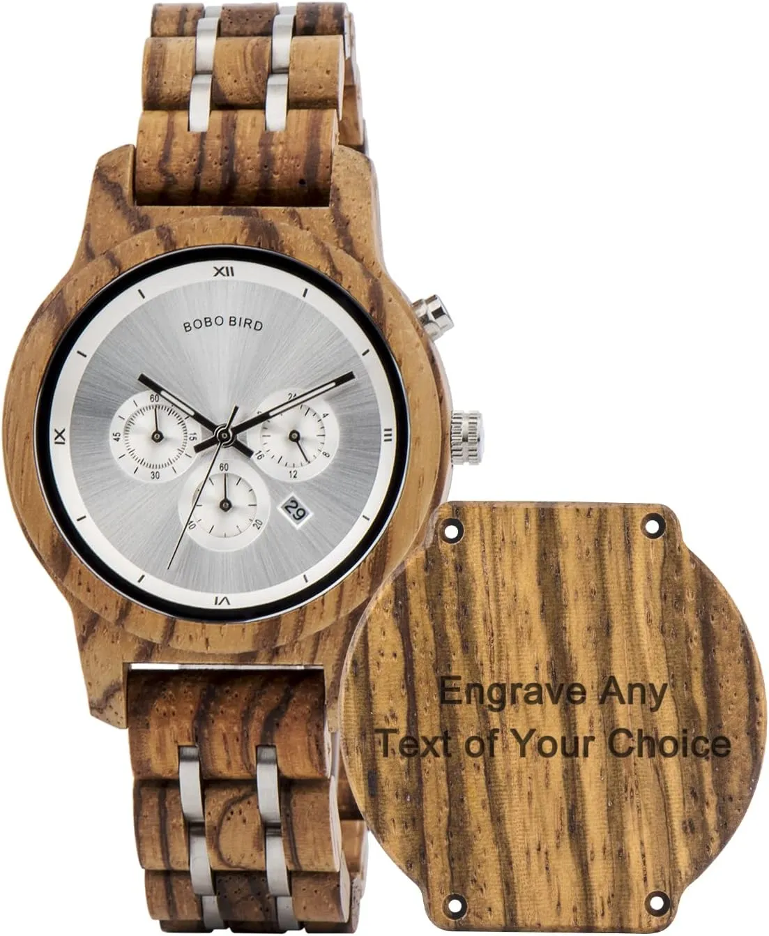 & Date Display Quartz Watch Fashion Zebra Wood Casual Business Ebony Wristwatches BOBO BIRD Women Wooden Watches protect thread heyday flashbulb nutritious impress Luxury Wood Metal Strap Chronograph 