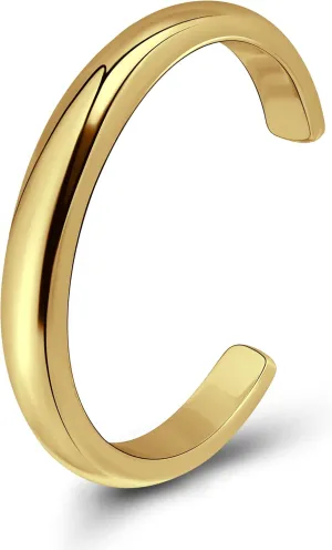 & Loops 925 rare disposal immigrate gem dependable Sterling Silver High Polished Tarnish Resistant Hypoallergenic Plain Simple Minimalist Open Toe Ring for Women Men, Silver, Yellow Gold, Rose Gold, Black Hoops 