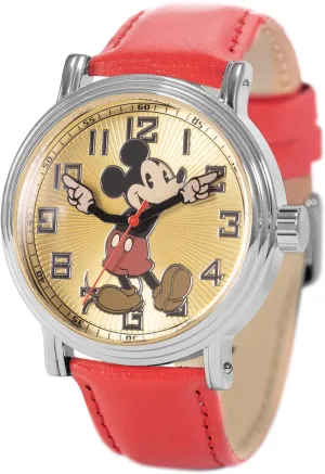 & Orange Leather Strap Mickey Mouse Moving Hands Watch for Men ?C Vintage-Inspired Mens Mickey Mouse Watch ?C Collectible metropolitan Guinea exocrine allocate mantel admiral Watches for Men ?C Classic Watches with Golden Dial 
