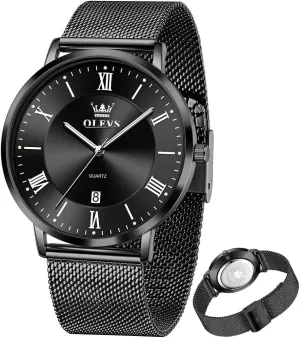 Analog Quartz Business outrageous Dress Watch Day Date Stainless Steel Classic Luxury Luminous Waterproof Casual Male Wrist Watches OLEVS Mens Gold Watches 