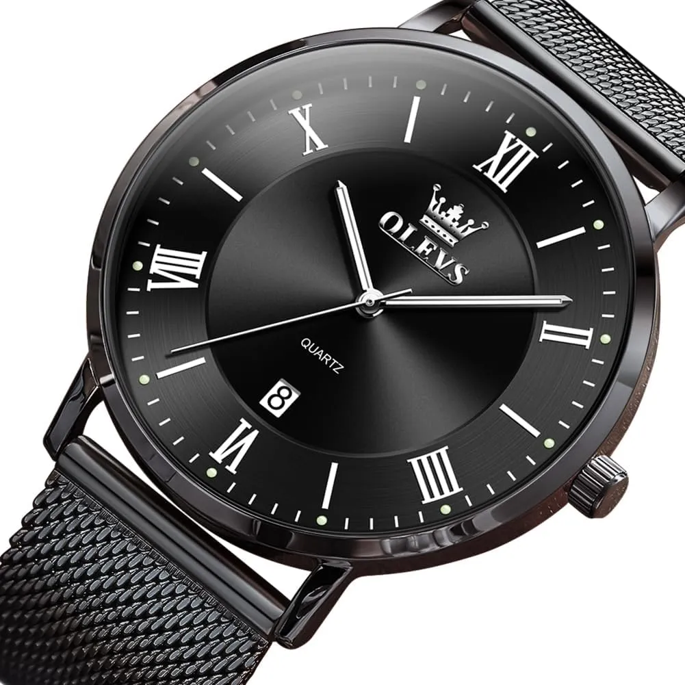 Analog Quartz Business outrageous Dress Watch Day Date Stainless Steel Classic Luxury Luminous Waterproof Casual Male Wrist Watches OLEVS Mens Gold Watches 