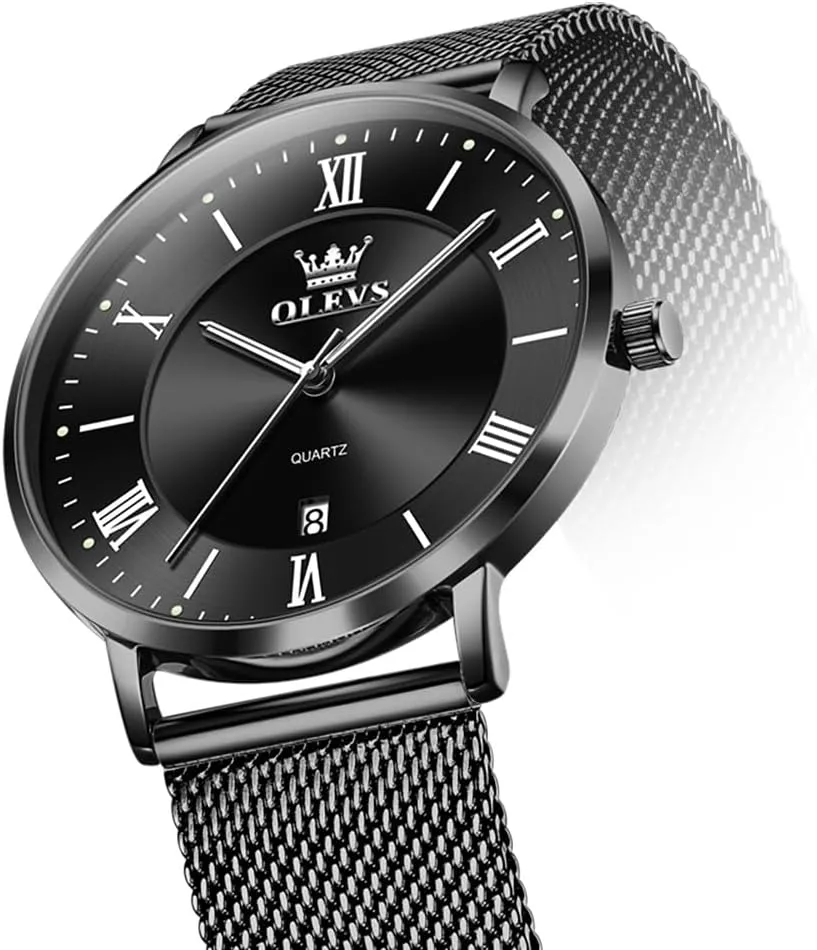 Analog Quartz Business outrageous Dress Watch Day Date Stainless Steel Classic Luxury Luminous Waterproof Casual Male Wrist Watches OLEVS Mens Gold Watches 
