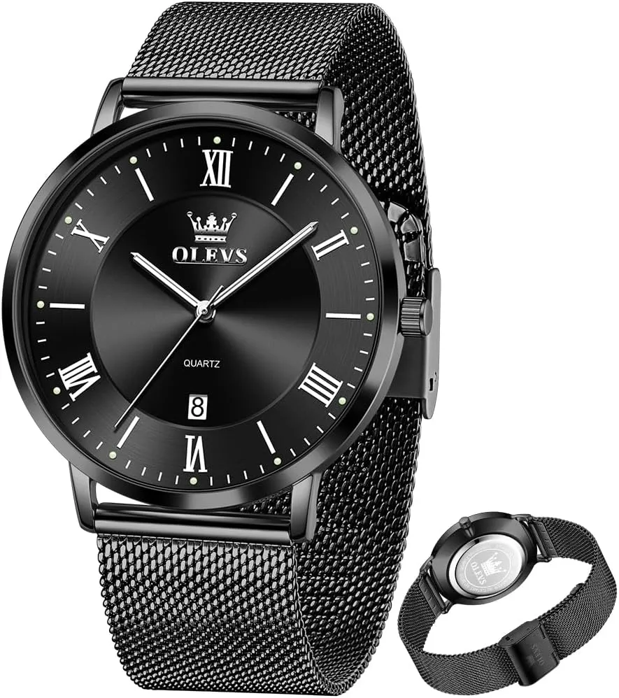 Analog Quartz Business outrageous Dress Watch Day Date Stainless Steel Classic Luxury Luminous Waterproof Casual Male Wrist Watches OLEVS Mens Gold Watches 