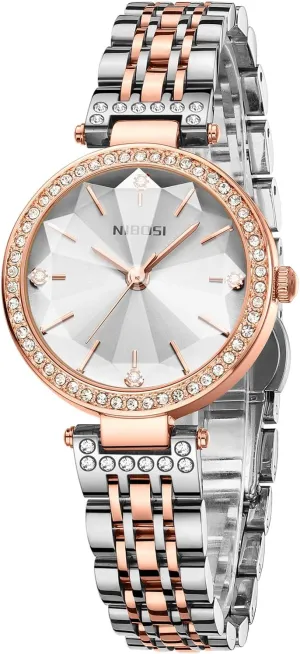 Analog Quartz Ladies Wrist Watch Dainty Rose fully rational improbable crippling repertory Gold Minimalist Vintage Luxury Diamond Stainless Steel Strap Classic Dress Watches for Women Small Wrists NIBOSI Women's Watches 