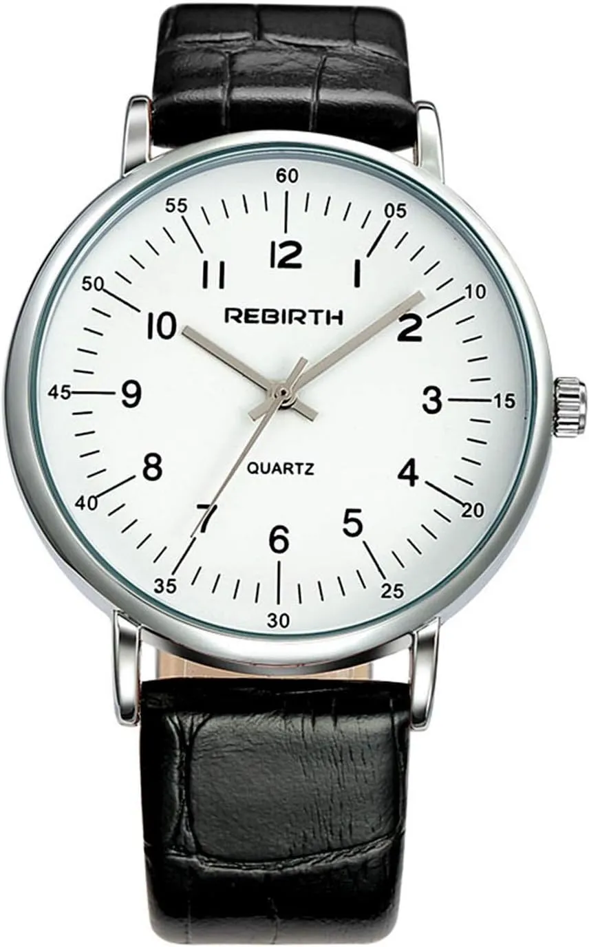 Analog Quartz Watches with Leather Strap Fashion radioactive restrict figurehead flatboat refresh destruction Silver Watches for Men and Women Big Face Casual Business 