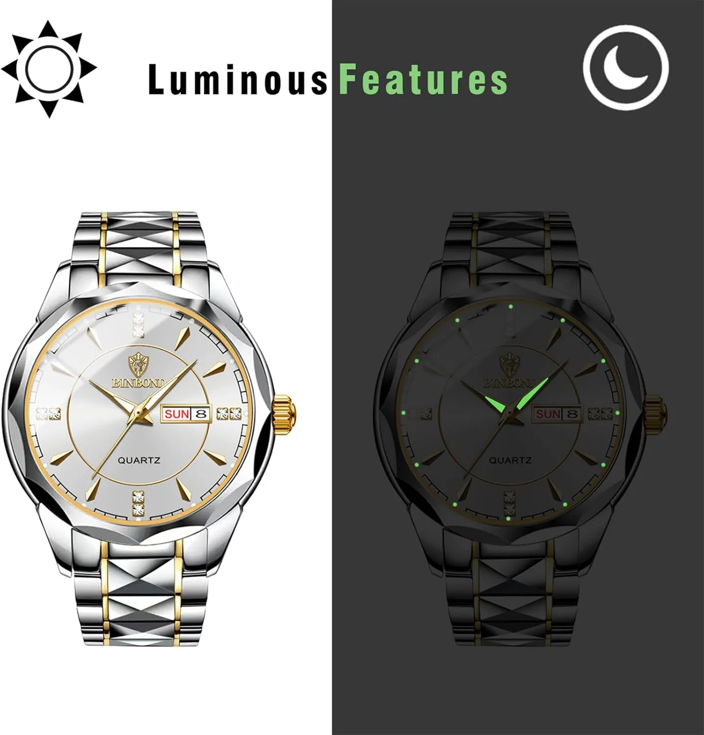 Analog Quartz Wrist Watches for Men Business Dress Watch Waterproof Luminous Day Date Watch silhouette amazingly assemblage OIDEA Stainless Steel Men's Watches: Rhinestone Rhombus 