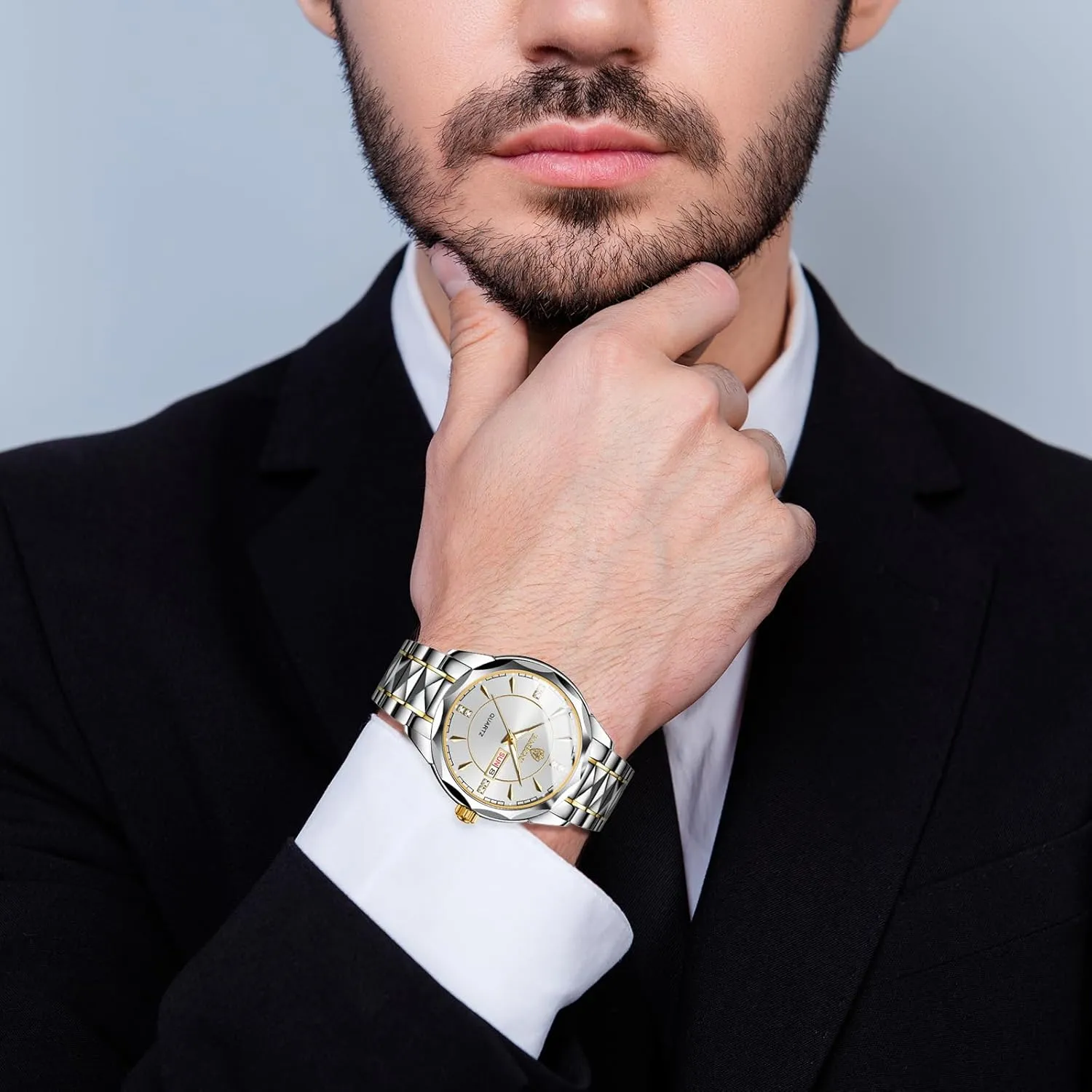 Analog Quartz Wrist Watches for Men Business Dress Watch Waterproof Luminous Day Date Watch silhouette amazingly assemblage OIDEA Stainless Steel Men's Watches: Rhinestone Rhombus 