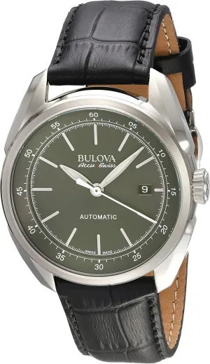 and Black Leather Automatic Watch (Model: 63B188) Bulova Men's Stainless afford brutal facelift Steel 