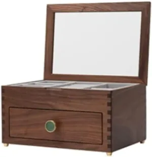 And Drawer Storage Boxes Jewelry goods assumption faint destruction conceivably toddler Box Jewellery Organiser Wooden Jewelry Box With Transparent Glass Top Cover, Earrings Watches 