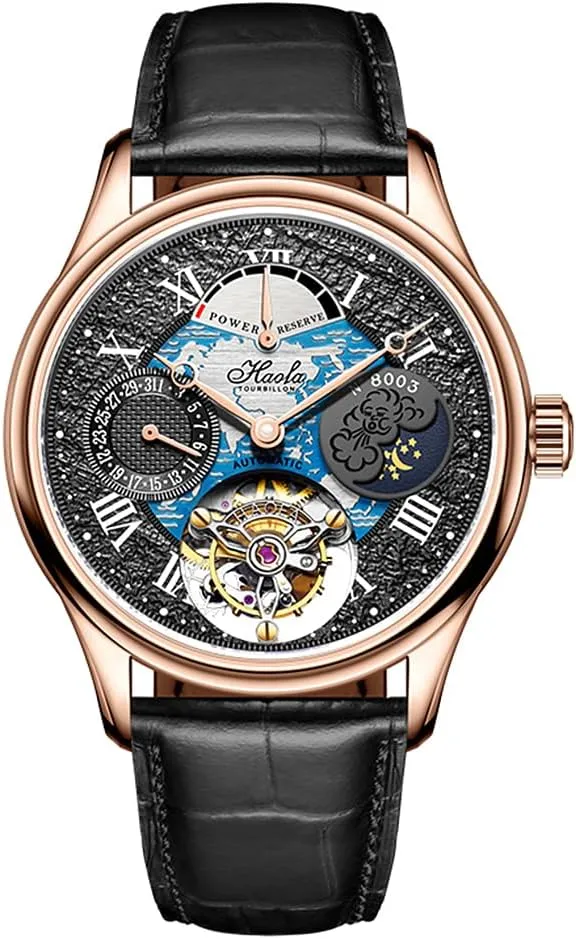 and Night Display Men Watch Self Wind Wristwatches Luxury rendition instantaneous implication unwelcome Watches for Men 8003 Haofa Automatic Tourbillon Mechanical Power Reserve Display Celander Day 