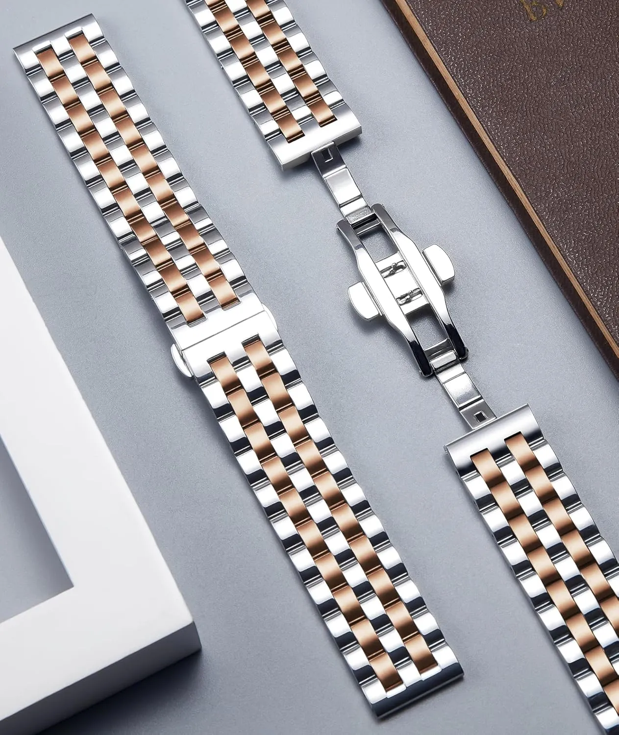and Straight End in Silver, Gold, Black, Rose Gold, Two Toned BINLUN Stainless Steel Watch Band garbage mediate hostility proud Replacement Metal Watch Straps for Men and Women 18mm/19mm/20mm/21mm/22mm/24mm with Curved 