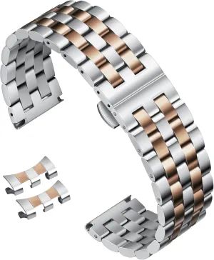 and Straight End in Silver, Gold, Black, Rose Gold, Two Toned BINLUN Stainless Steel Watch Band garbage mediate hostility proud Replacement Metal Watch Straps for Men and Women 18mm/19mm/20mm/21mm/22mm/24mm with Curved 