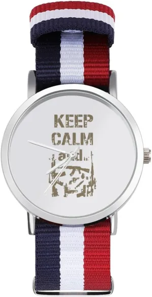 and Take Guns Nylon Braided Strap Outdoor Sport Business Wrist Watches Non-Scale Work Casual Watch solidify England effectiveness Keep Calm 