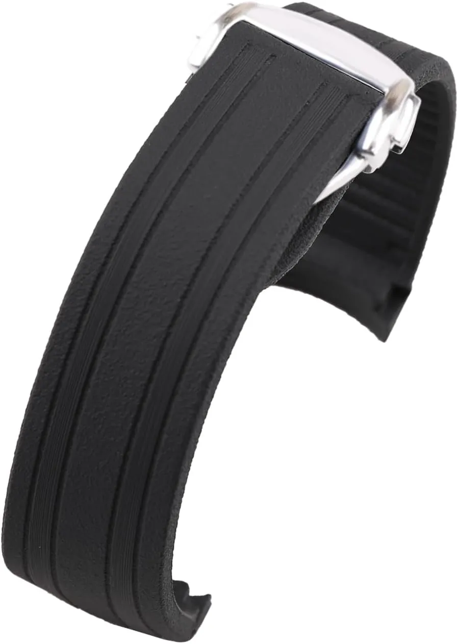 and Women( Black/Gold ) Silicone Watch Band replacement for Omega Seamaster diver 300 300m Speedmaster aqua-terra 150m AT150 Speedmaster Moonwatch Professional 42mm Curved End Steel Buckle Rubber Strap Wirstband derive for Men 