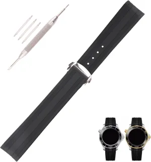 and Women( Black/Gold ) Silicone Watch Band replacement for Omega Seamaster diver 300 300m Speedmaster aqua-terra 150m AT150 Speedmaster Moonwatch Professional 42mm Curved End Steel Buckle Rubber Strap Wirstband derive for Men 