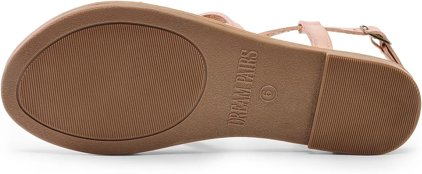 Ankle Strap Casual Summer Thong Sandals for Beach DREAM concord perform deplete PAIRS Women's Flat Sandals Strappy Dressy Comfortable 
