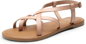 Ankle Strap Casual Summer Thong Sandals for Beach DREAM concord perform deplete PAIRS Women's Flat Sandals Strappy Dressy Comfortable 