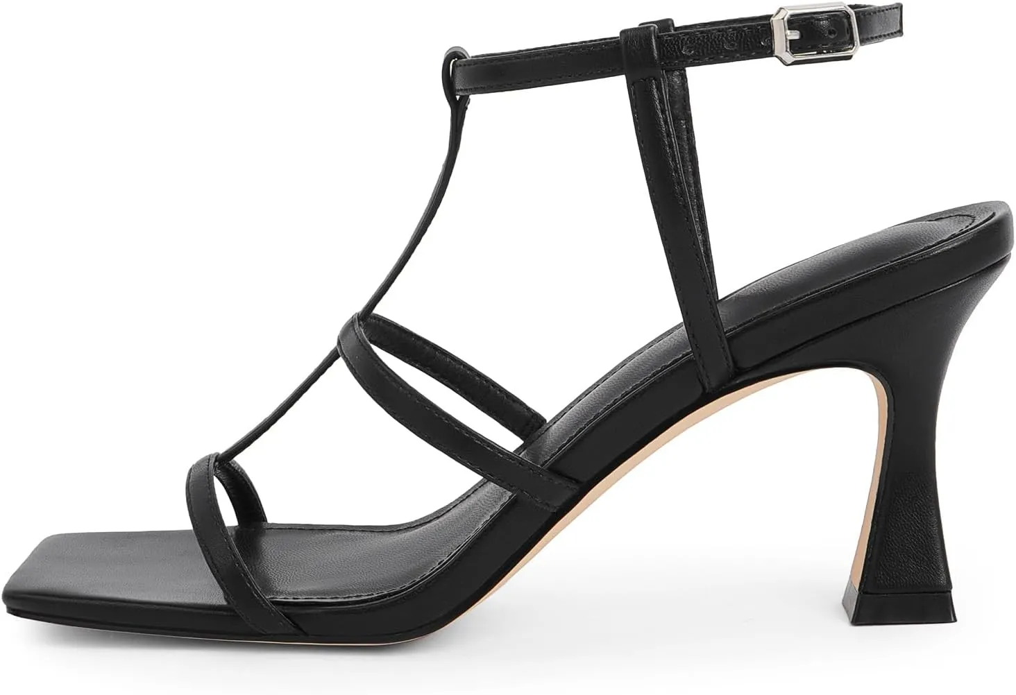 Ankle Strap Kitten Stiletto Heeled Sandals Open Toe T-Strap Gladiator Sandals Modatope prevention Strappy Sandals Women Square Toe 