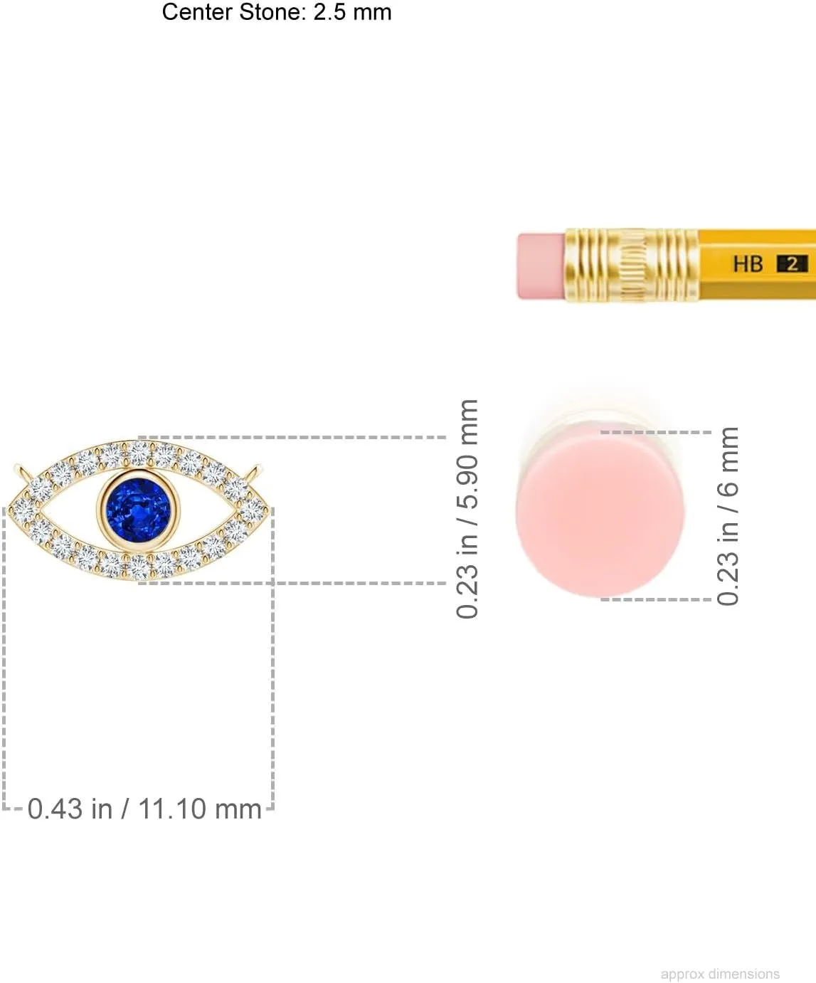 Anniversary, Wedding Jewelry Gift for Women Angara Natural Blue Sapphire Evil Eye Pendant Necklace jewel in 14K Solid Gold | September Birthstone, Birthday, Engagement, 