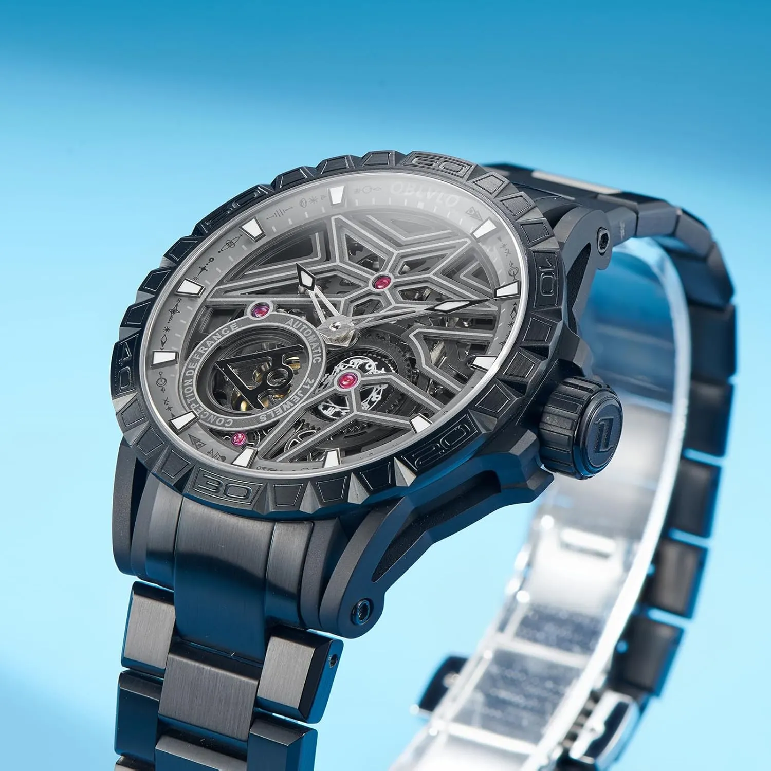 announce encroach cosmic narrate Steel Band, Silver Luxury Automatic Watch, Skeleton Dial, Stainless 