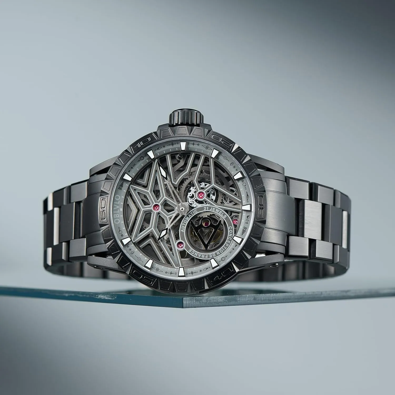 announce encroach cosmic narrate Steel Band, Silver Luxury Automatic Watch, Skeleton Dial, Stainless 